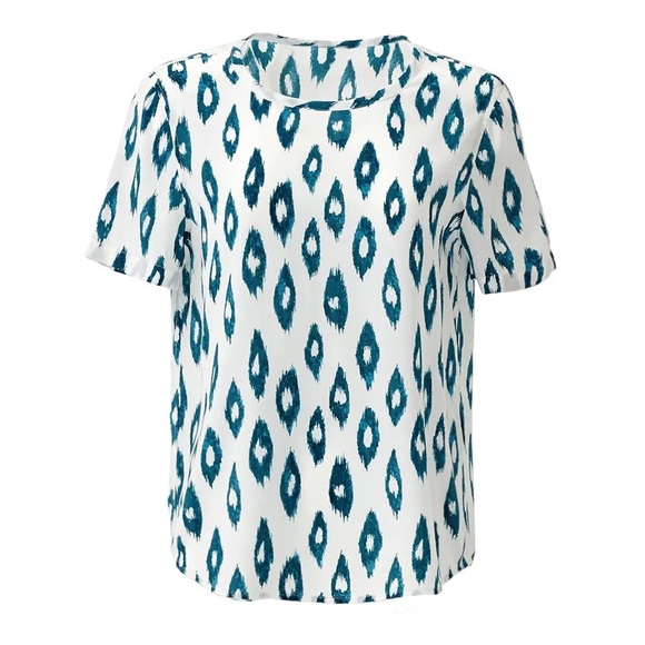 EQUIPMENT 100% silk neko ikat print riley top size M - Picture 1 of 10